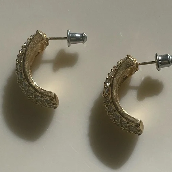 Vintage Roman Gold Tone And Crystal Earrings - Picture 10 of 14